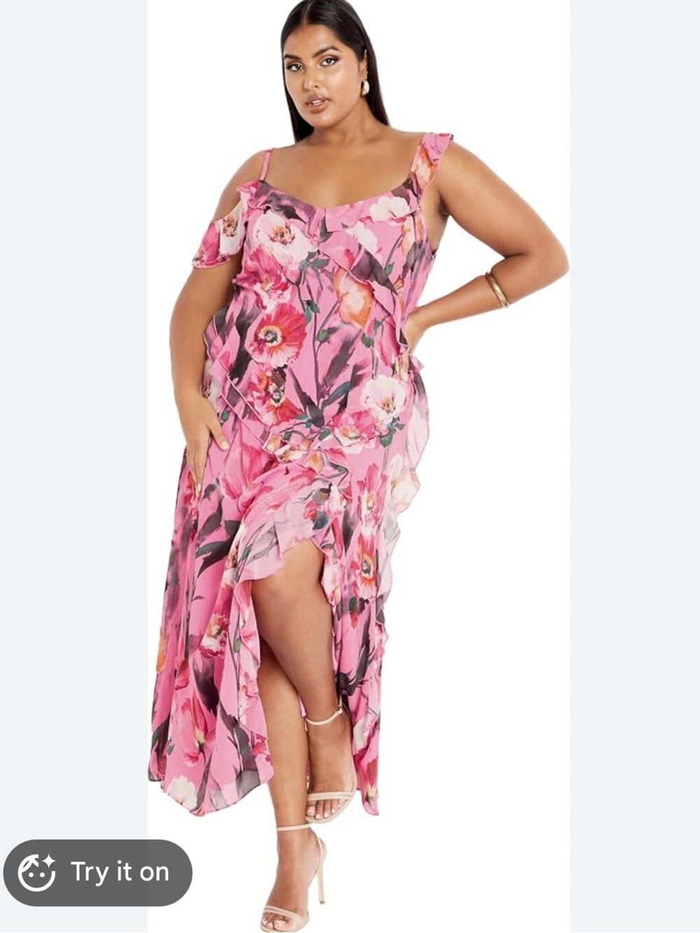 City Chic Ruffle Love Maxi Dress in the "Lovers Floral" size Large (20)
